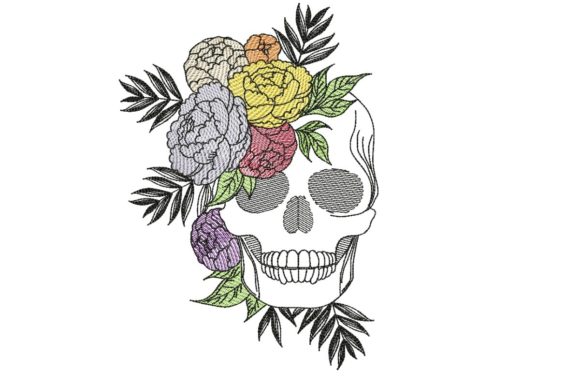 Boho Skull with Flowers: A Unique Embroidery Design for Meaningful Gifts