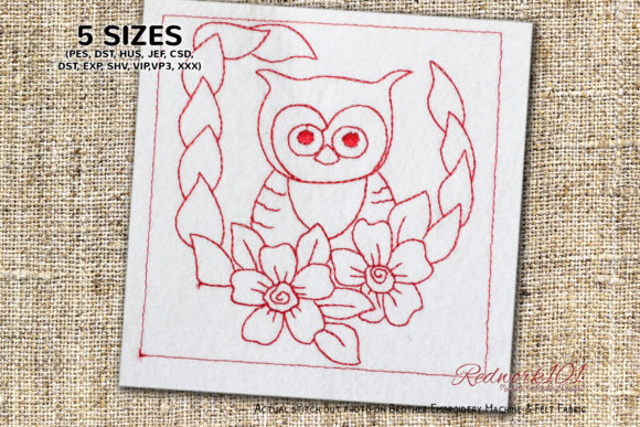 Cute Owl with Flower Lineart: A Versatile Design for Small Embroidery Businesses