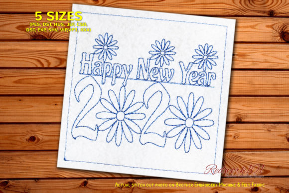 Flower Design New Year 2020 Redwork: A Fresh Start for Personalized Embroidery