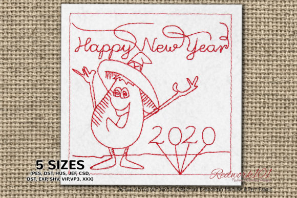 Happy Cartoon Eggplant Redwork Review for Real Embroidery Projects