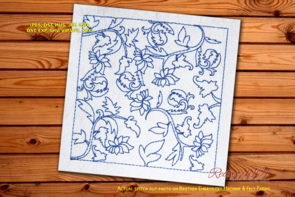 Lotus Flower Bluework Embroidery Design