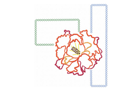 Red Carnation Colorful Flower Embroidery Design