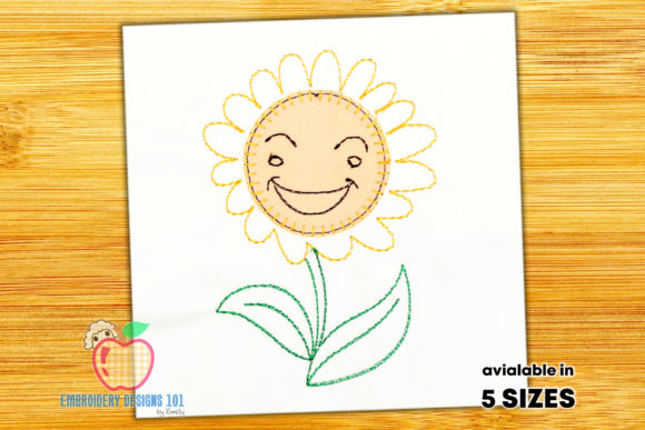 Smiling Face of the Sunflower Embroidery Design